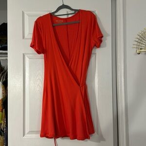 SKATIE GWEN LARGE never worn! wrap mini dress in red ribbed fabric
